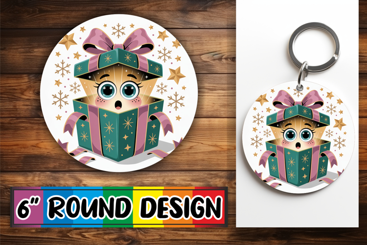 Bright Circle Keychain Design, Cute Christmas