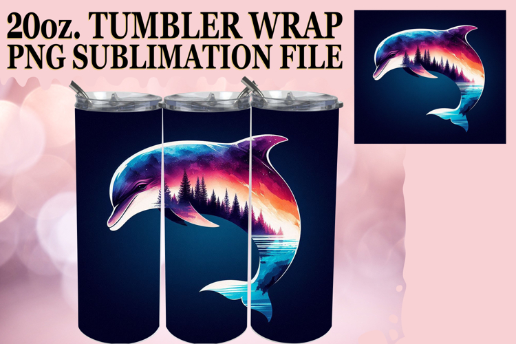 Vibrant Skies 20oz tumbler wrap, Animals Art