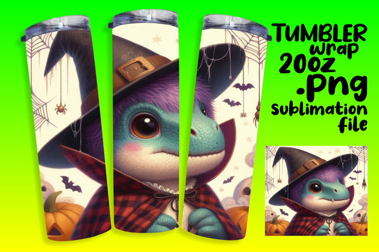 Customizable Sublimation Tumbler 20oz , Halloween Dino