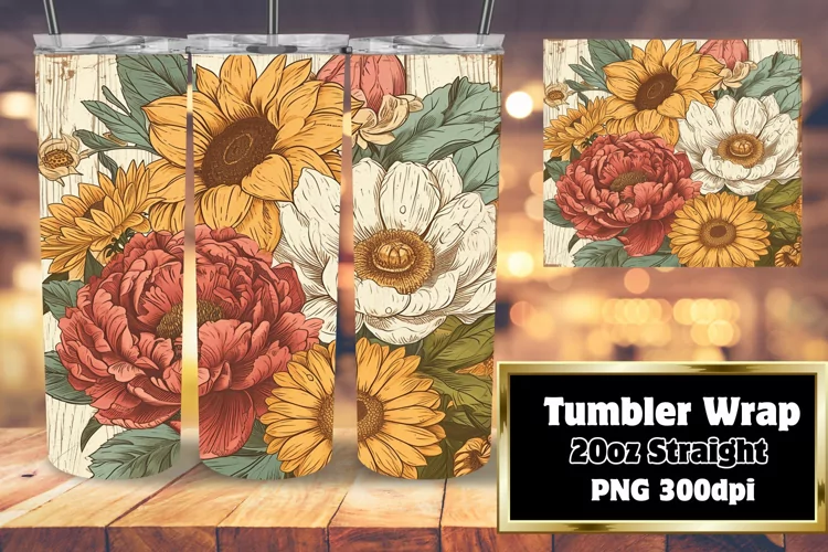 Vintage Blossom Tumbler Wrap - Retro Bliss