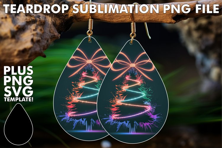 Joyful Teardrop Earrings ART IDEAS, Neon Xmas