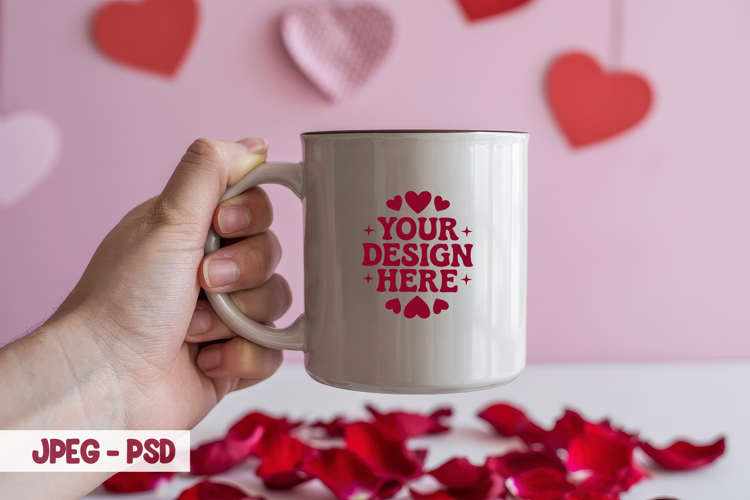Valentine Minimal Mug PSD JPEG Mockup