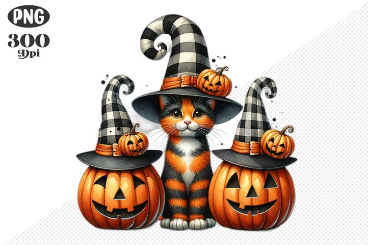 Halloween Cat And Pumpkin Sublimation - Clipart PNG Design