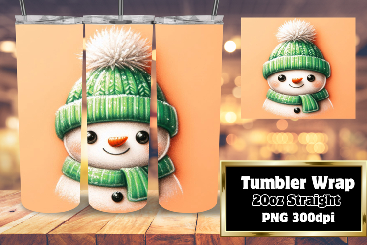 Custom Tumbler Wrap Design , Snowman