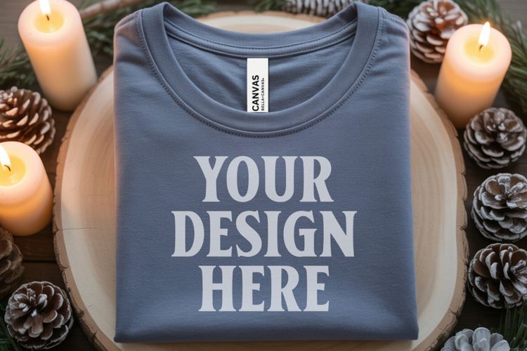 Christmas Bella Canvas 3001 Athletic Heather Folded Tshirt