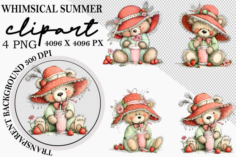 Whimsical Summer Watercolor Clipart PNG