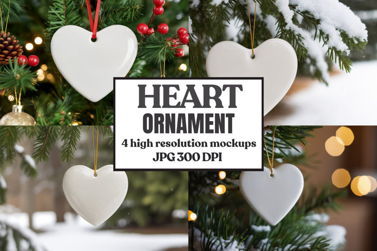Christmas Love Heart Ornament Mockup | Holiday Hanging