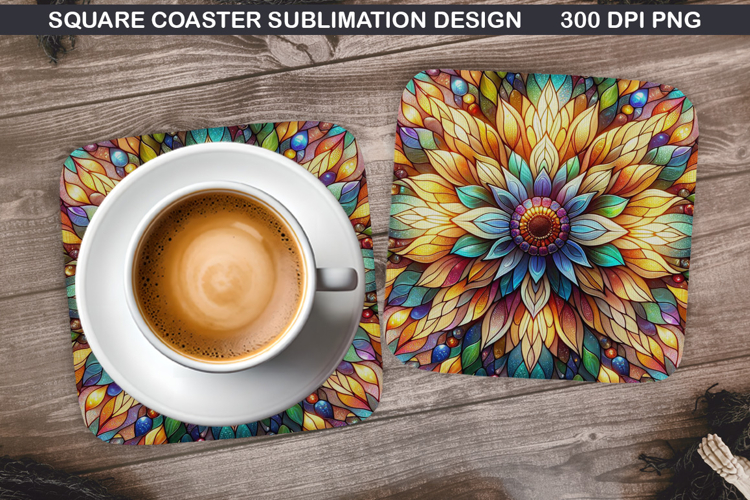 Flowers Coaster Sublimation, Spring Coaster PNG Design