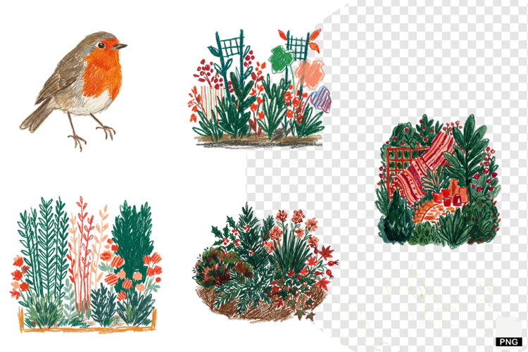 Christmas Robin Bird Garden Clipart