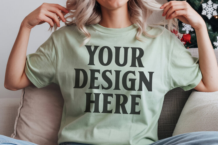 Bay Comfort Colors 1717 Christmas Shirt Mockup, Cozy Mockup example image 1