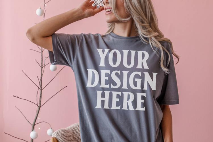 Christmas Comfort Colors 1717 Pepper T-Shirt Mockup Real