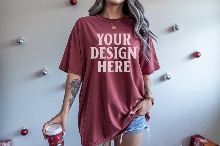 Crimson Christmas Comfort Colors 1717 TShirt Mockup,cc17