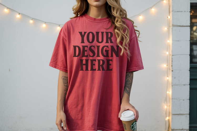 Christmas Comfort Colors 1717 Crimson TShirt Mockup, CC 1717