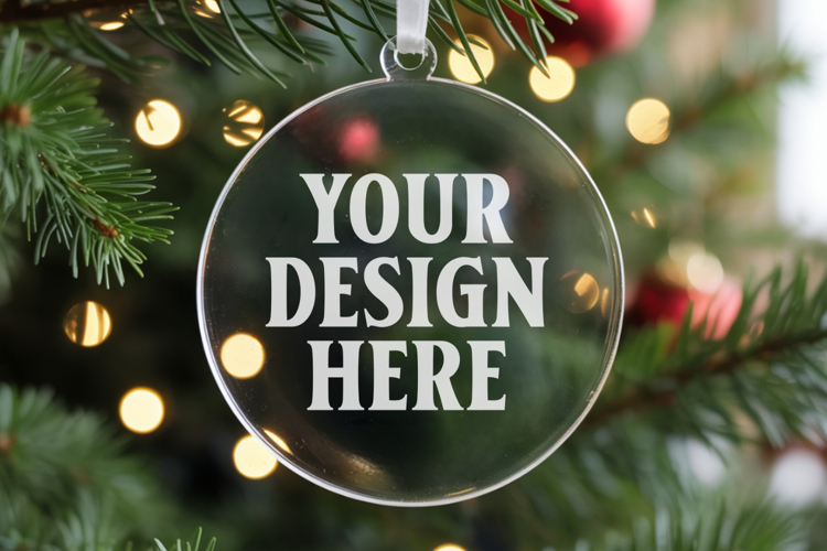 Acrylic Christmas Ornament Mockups , acrylic blank mockup
