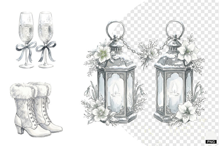 Snowy Romance Wedding Clipart example image 1