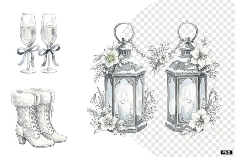 Snowy Romance Wedding Clipart