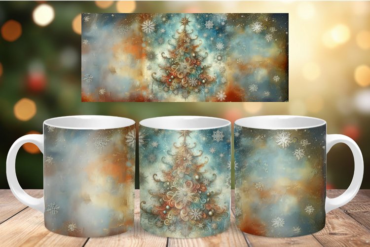 Mug Wrap Sublimation - vintage christmas tree