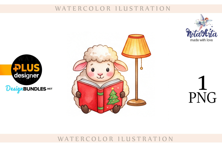 Christmas Sheep in Watercolor Style
