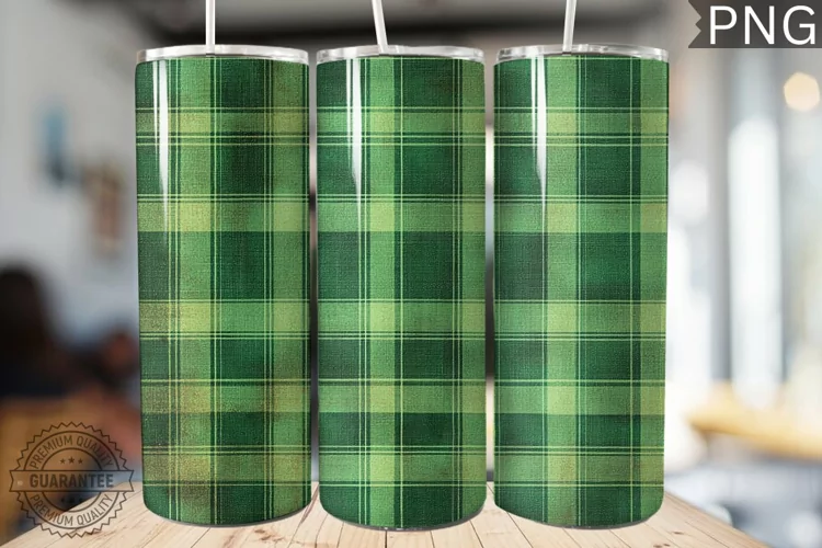 Green Plaid Tumbler Wrap - High Quality 300 Dpi