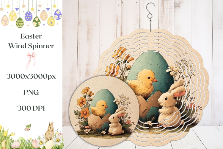 Easter Chick Wind Spinner, Floral Easter Wind Spinner