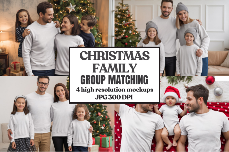 Christmas Family Matching T-Shirt Mockups | Holiday Group