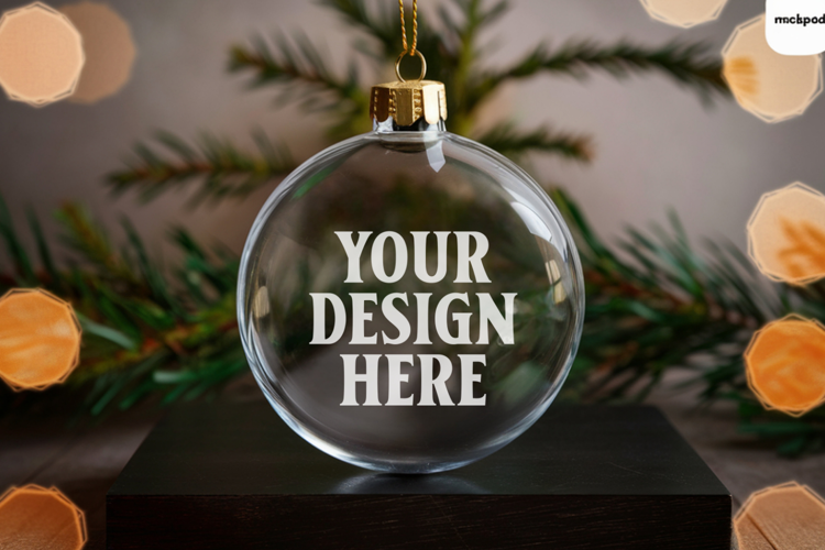 Acrylic Christmas Ornament Mockups | Clear Holiday Ornament