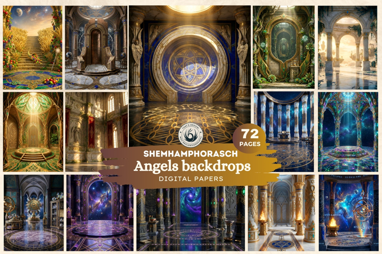 72 Angels of the Shemhamphorasch Kabbalah Backdrops