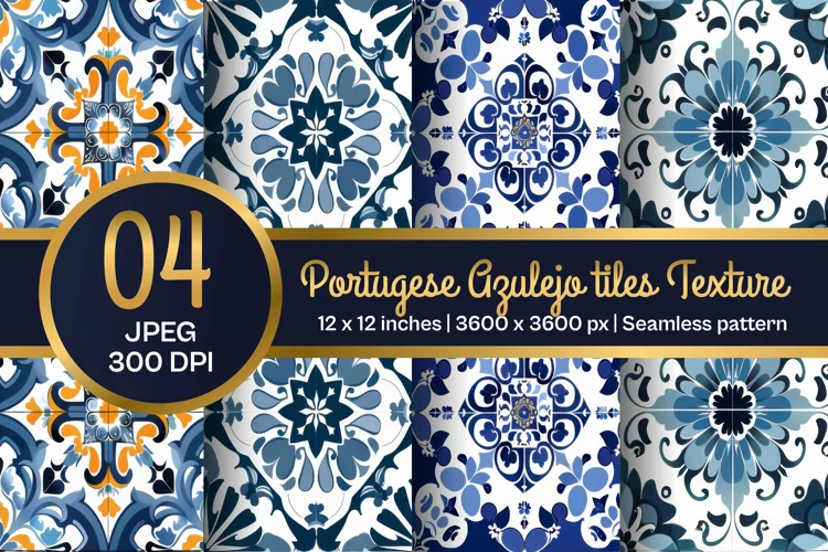 Portuguese Tile Pattern, Blue and white tiles paper