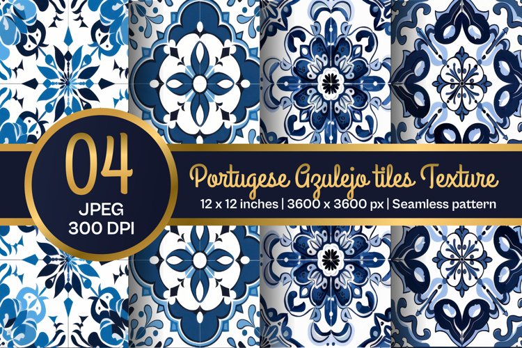 Portuguese Tile Pattern, Blue and white tiles paper example image 1