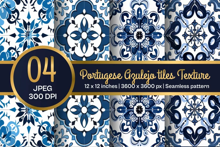 Portuguese Tile Pattern, Blue and white tiles paper