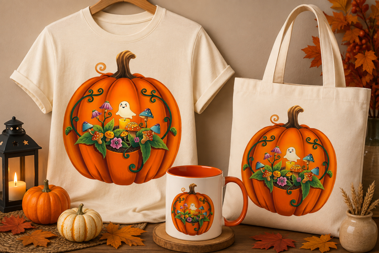 Halloween Pumpkin Fairy Garden PNG | Cute Fall Clipart