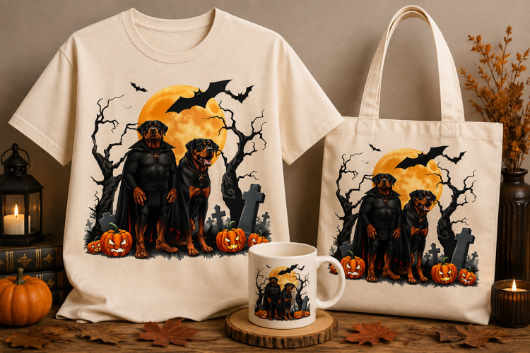 Halloween Rottweiler PNG | Cute Skeleton Puppy Dog Design