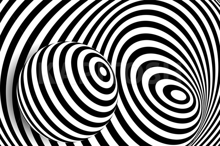 Black white 3d line distortion ball illusion example image 1