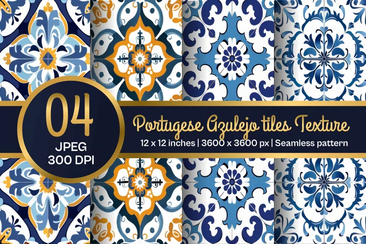 Portuguese Tile Pattern, Blue and white tiles paper