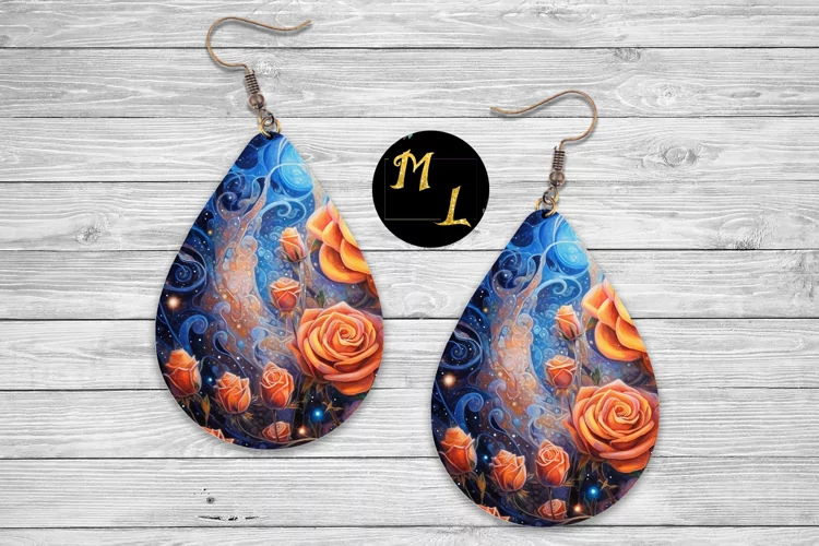 Roses Earrings sublimation,Flowers Earrings sublimation