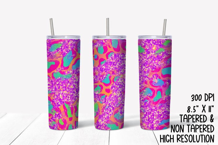 Neon Leopard & Glitter Sublimation Tumbler example image 1