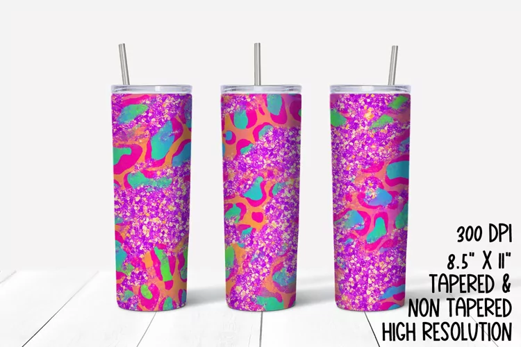 Neon Leopard & Glitter Sublimation Tumbler
