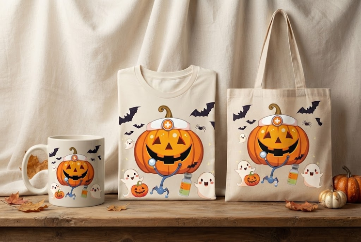 Halloween Pumpkin Nurse PNG | Spooky Medical Jack-O-Lantern