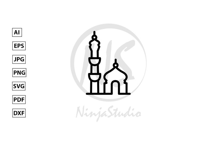 Mosque Line Icon In Flat Style Vector example image 1