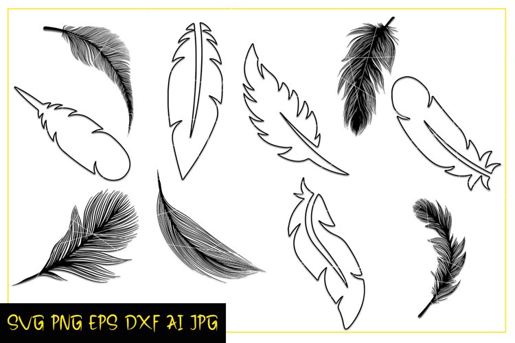 Feather Digital SVG printable, Images for cut, Silhouettes example image 1