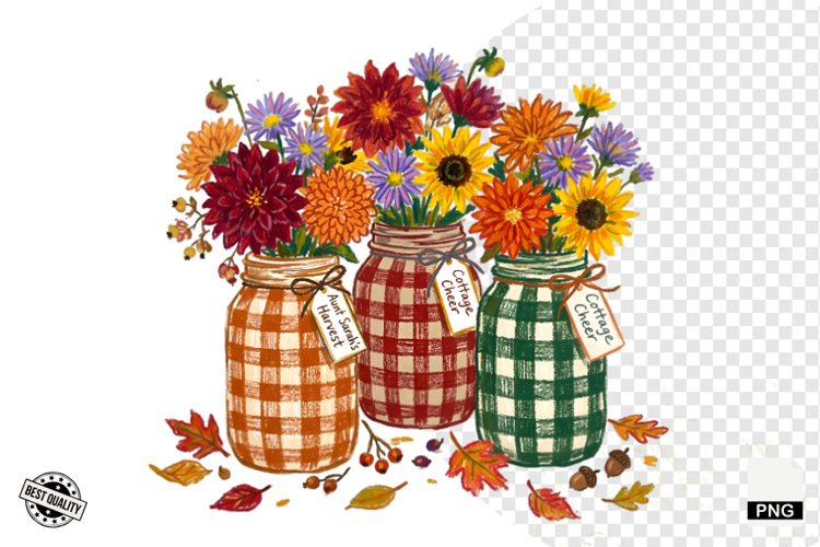 Autumn Mason Jars Clipart example image 1