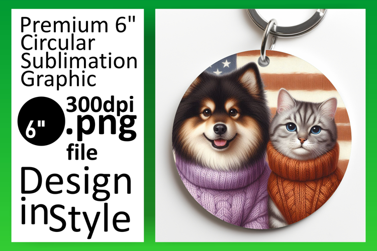 Elegant Round Design Coaster Template , Dog and cat