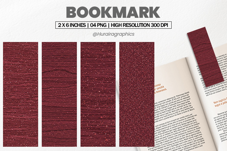 Maroon Wood Glitter Bookmarks PNG, Bookmark Sublimation