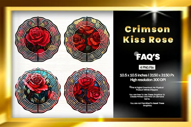 Crimson Kiss Rose Wind Spinner Sublimation - 04 Variations