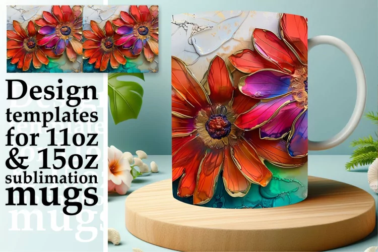 Sparkling Blossom Beauty Mug Wrap: Sublimation - 11oz/15oz