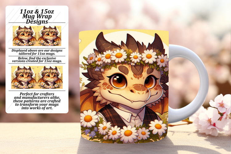 Classy Png Mug Wrap Design 15oz , Dragon