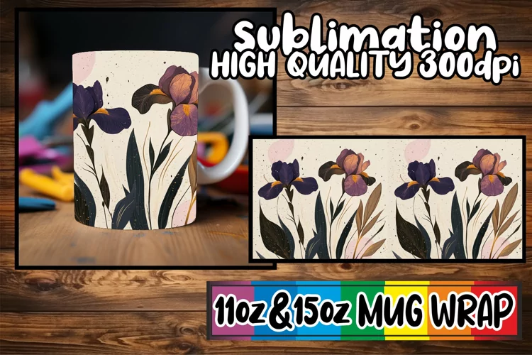 Tranquil vibes 11oz 15oz mug wrap, Flower