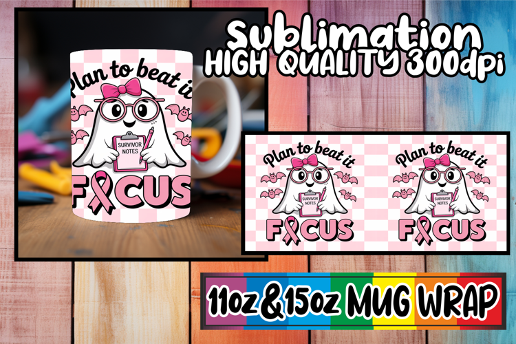 Graceful days sublimation mug wrap, Ghost Cancer