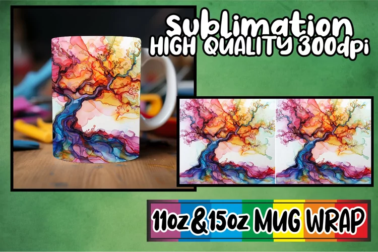 Blooming Paradise Mug Sublimation Wrap - Colorful Tree