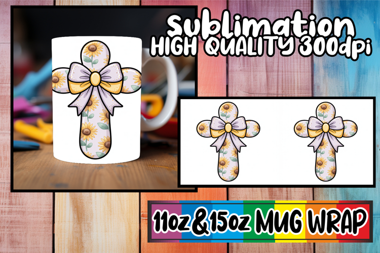 Cozy afternoons sublimation mug wrap, Cross and Bow